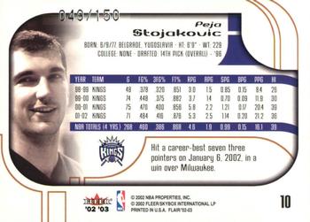 2002-03 Flair - Row 1 #10 Peja Stojakovic Back