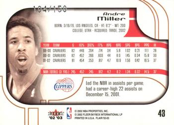 2002-03 Flair - Row 1 #43 Andre Miller Back