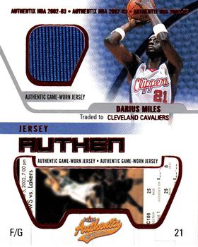 2002-03 Fleer Authentix - Jersey Authentix #JA-DM Darius Miles Front