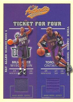 2002-03 Fleer Authentix - Ticket for Four #NNO Ray Allen / Vince Carter / Stephon Marbury / Cuttino Mobley Front