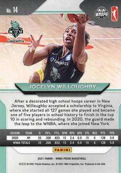 2021 Panini Prizm WNBA #14 Jocelyn Willoughby Back