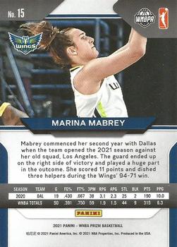 2021 Panini Prizm WNBA #15 Marina Mabrey Back