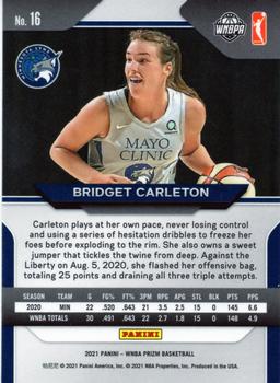 2021 Panini Prizm WNBA #16 Bridget Carleton Back