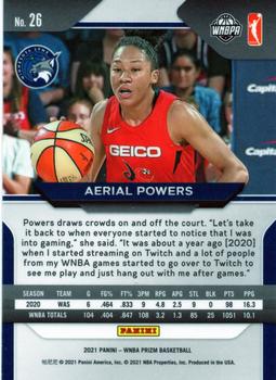 2021 Panini Prizm WNBA #26 Aerial Powers Back
