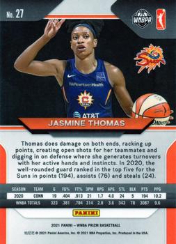 2021 Panini Prizm WNBA #27 Jasmine Thomas Back