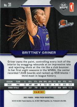 2021 Panini Prizm WNBA #31 Brittney Griner Back
