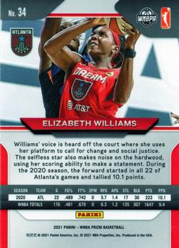 2021 Panini Prizm WNBA #34 Elizabeth Williams Back