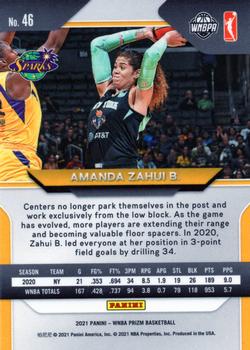 2021 Panini Prizm WNBA #46 Amanda Zahui B. Back