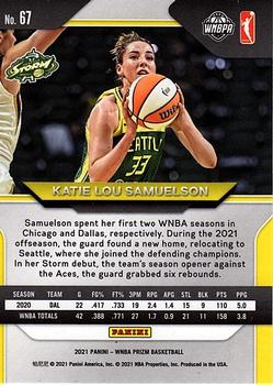 2021 Panini Prizm WNBA #67 Katie Lou Samuelson Back