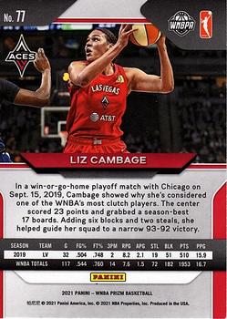 2021 Panini Prizm WNBA #77 Liz Cambage Back