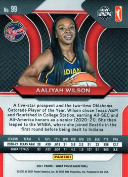 2021 Panini Prizm WNBA #99 Aaliyah Wilson Back