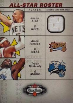 2002-03 Fleer Box Score - All-Stars Roster Game-Used #NNO Jason Kidd / Allen Iverson / Tracy McGrady Front