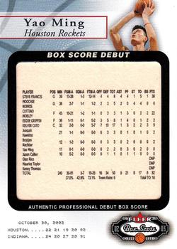 2002-03 Fleer Box Score - Box Score Debuts #1 BSD Yao Ming Front