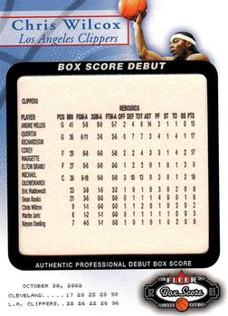 2002-03 Fleer Box Score - Box Score Debuts #11 BSD Chris Wilcox Front