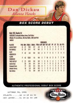 2002-03 Fleer Box Score - Box Score Debuts #12 BSD Dan Dickau Front