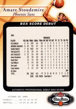 2002-03 Fleer Box Score - Box Score Debuts #15 BSD Amare Stoudemire Front