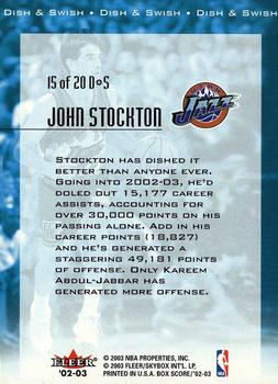 2002-03 Fleer Box Score - Dish and Swish #15 D&S John Stockton Back