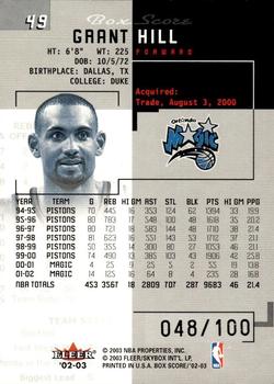 2002-03 Fleer Box Score - First Edition #49 Grant Hill Back