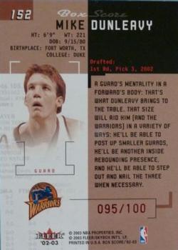 2002-03 Fleer Box Score - First Edition #152 Mike Dunleavy Back