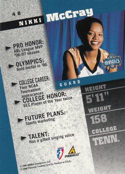 1998 Pinnacle WNBA #48 Nikki McCray Back