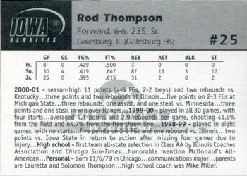 2001-02 Iowa Hawkeyes #NNO Rod Thompson Back