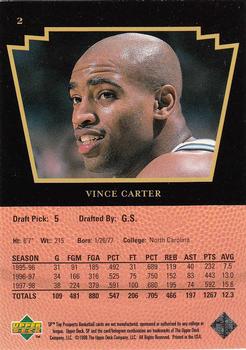 1998 SP Top Prospects #2 Vince Carter Back