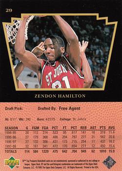 1998 SP Top Prospects #29 Zendon Hamilton Back