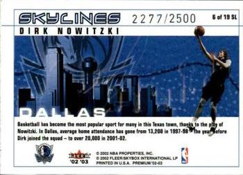 2002-03 Fleer Premium - Skylines #6 SL Dirk Nowitzki Back