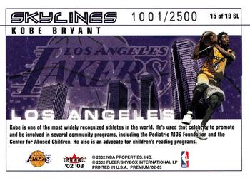 2002-03 Fleer Premium - Skylines #15 SL Kobe Bryant Back
