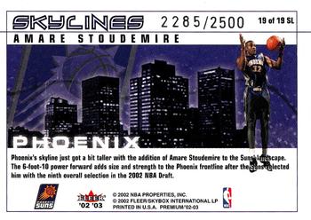 2002-03 Fleer Premium - Skylines #19 SL Amare Stoudemire Back