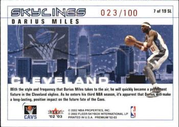2002-03 Fleer Premium - Skylines Ruby #7 SL Darius Miles Back