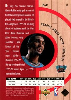 1998 Upper Deck Hardcourt #61 Shareef Abdur-Rahim Back
