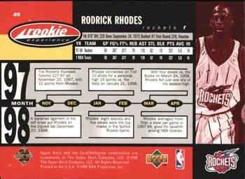 1998 Upper Deck Hardcourt #85 Rodrick Rhodes Back