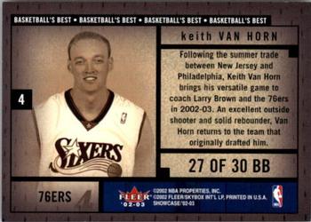 2002-03 Fleer Showcase - Basketball's Best #27 BB Keith Van Horn Back