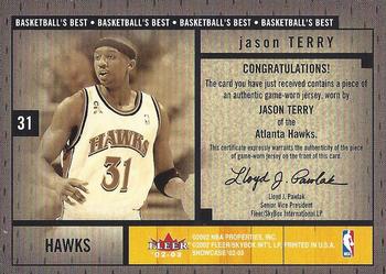 2002-03 Fleer Showcase - Basketball's Best Memorabilia #NNO Jason Terry Back