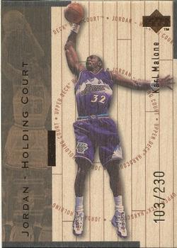 1998 Upper Deck Hardcourt - Jordan Holding Court Bronze #J27 Karl Malone / Michael Jordan Front