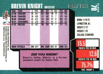 2002-03 Fleer Tradition - Crystal #70 Brevin Knight Back