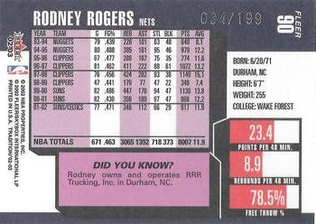 2002-03 Fleer Tradition - Crystal #90 Rodney Rogers Back