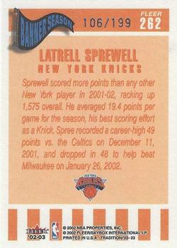 2002-03 Fleer Tradition - Crystal #262 Latrell Sprewell Back
