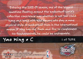 2002-03 Fleer Tradition - Playground Rules #1PR Yao Ming Back