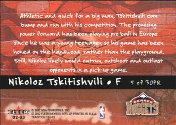 2002-03 Fleer Tradition - Playground Rules #5PR Nikoloz Tskitishvili Back