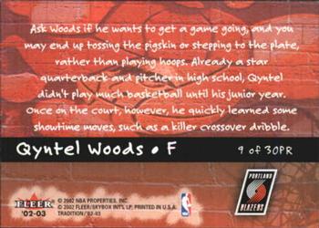 2002-03 Fleer Tradition - Playground Rules #9PR Qyntel Woods Back