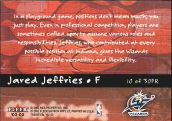 2002-03 Fleer Tradition - Playground Rules #10PR Jared Jeffries Back