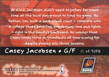 2002-03 Fleer Tradition - Playground Rules #11PR Casey Jacobsen Back