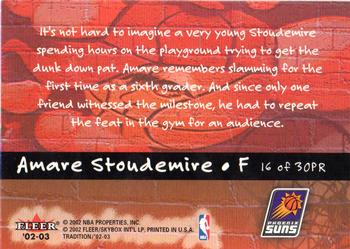 2002-03 Fleer Tradition - Playground Rules #16PR Amare Stoudemire Back