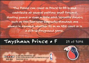 2002-03 Fleer Tradition - Playground Rules #23PR Tayshaun Prince Back