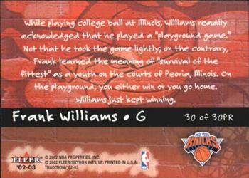 2002-03 Fleer Tradition - Playground Rules #30PR Frank Williams Back