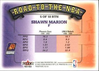 2002-03 Fleer Tradition - Road to the NBA #5 RTN Shawn Marion Back