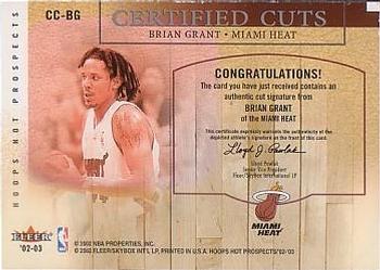 2002-03 Hoops Hot Prospects - Certified Cuts #CC-BG Brian Grant Back