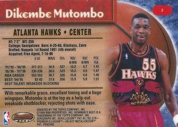 1998-99 Bowman's Best #2 Dikembe Mutombo Back